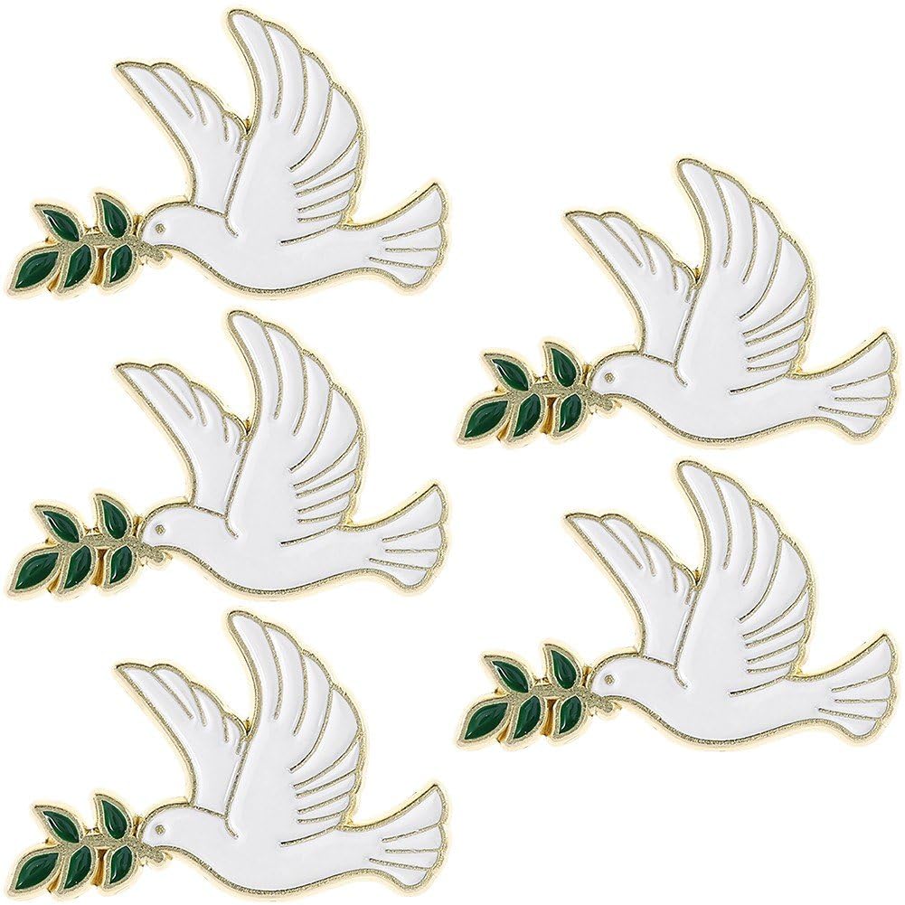 Caeanhi Peace Olive Brooch Pins World Peace Animal Pigeon Brooch Clothes Lapel Badges Jewelry Gift