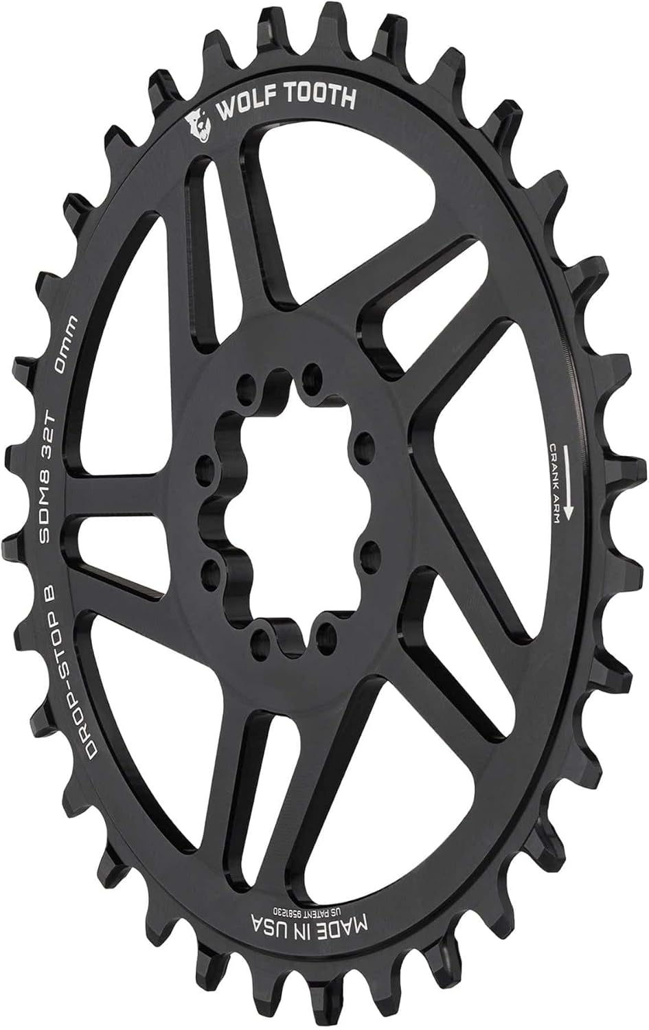 Wolf Tooth Components 8-Bolt Direct Mount Ring (3mm Offset) 28T Black