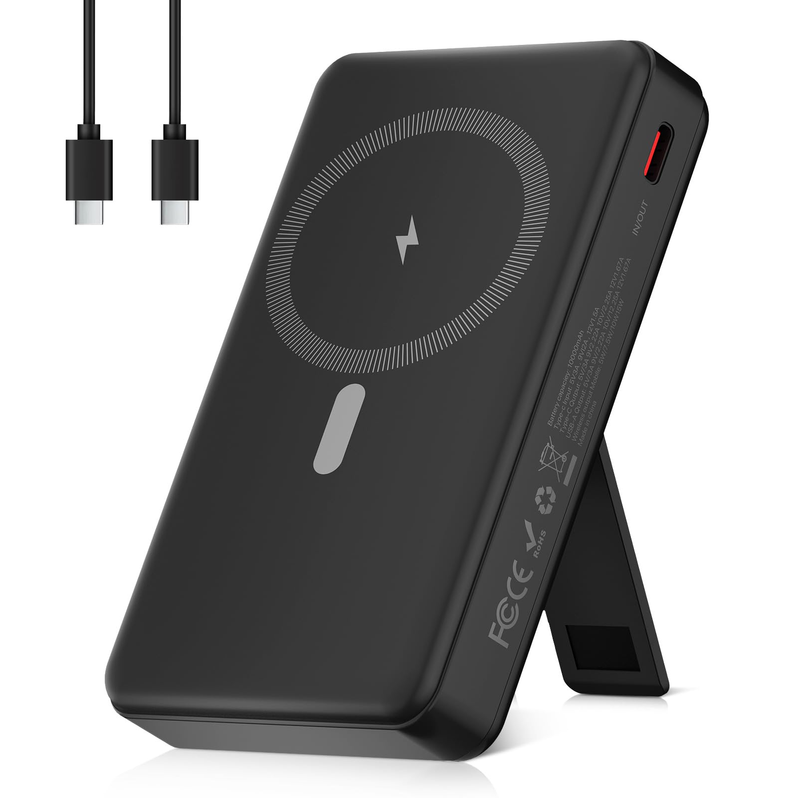 Magnetic Portable Charger, 10000mAh Wireless Power Bank with Stand and USB C in/Out LED Display, Battery Pack for iPhone 16/15/14/13/12/Pro/Mini/Pro Max