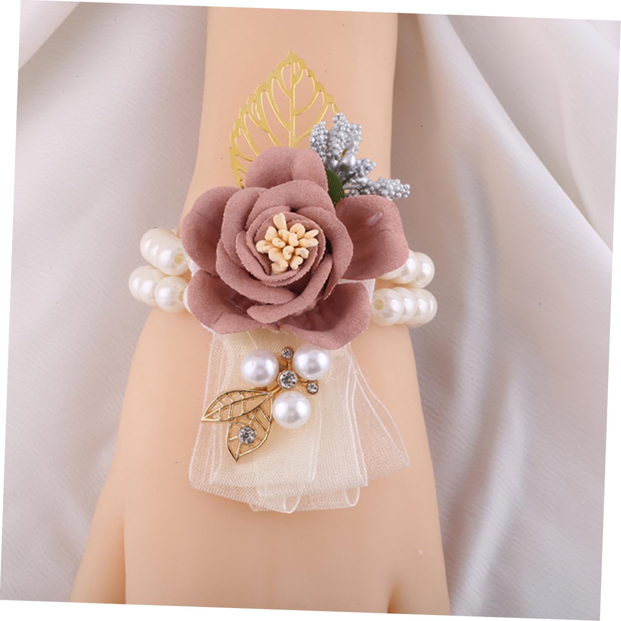 FOMIYES Bracciale Sposa con Artificiali Corsage per Matrimonio Adatto per Sposa e Damigelle Accessorio per Cerimonie e Speciali