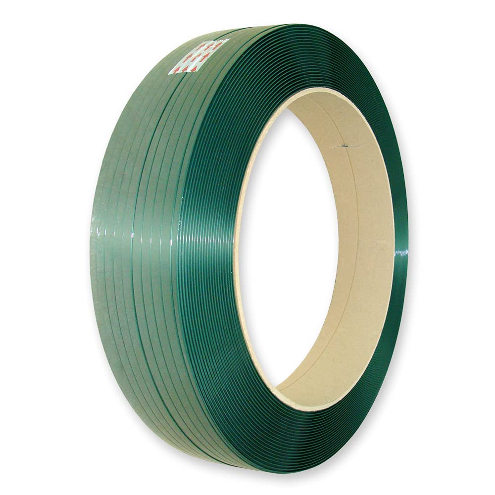PET-Umreifungsband, glatt, 15,5 x 0,9 mm, 1400 m, grün, Kern 406 mm, Reißfestigkeit 620 kg
