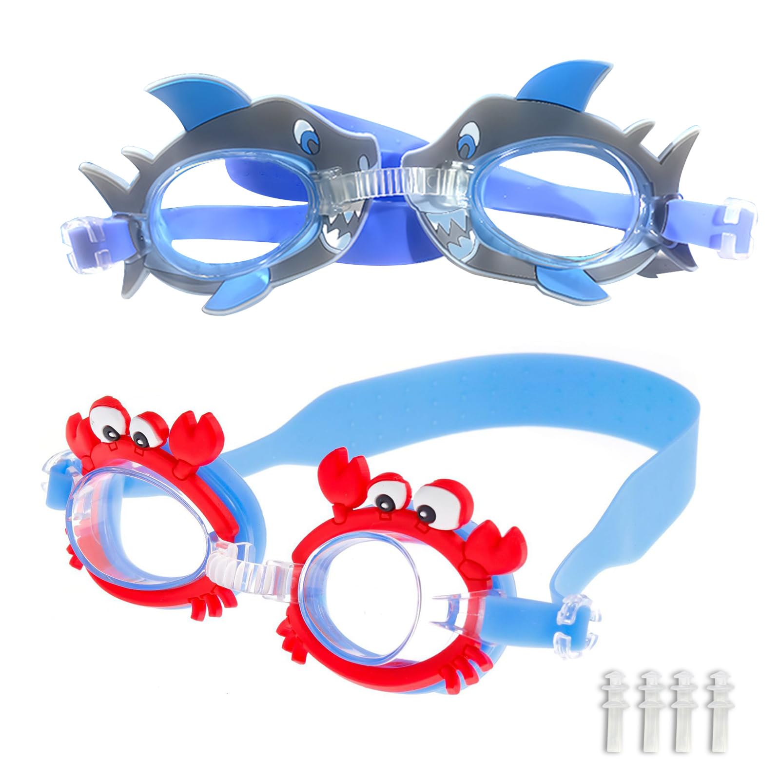 KASESSS 2 Pieces Children's Swimming Goggles, Comfortable Swimming Goggles, Children's Anti-Fog Swimming Goggles, Children's Swimming Goggles No Leak, Clear Vision, Swimming Pool Goggles for Girls and
