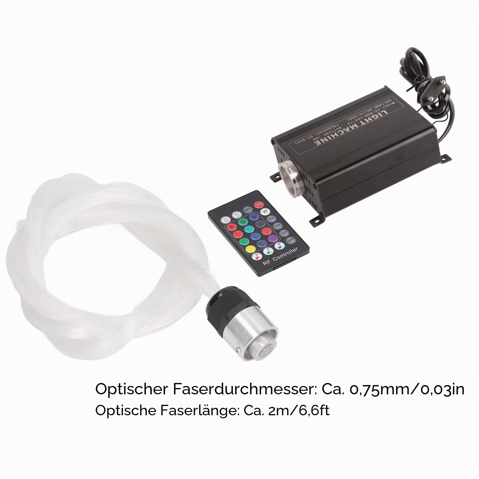 ciciglow Faseroptische Lichter, Mehrere Modi Faseroptische Sensorische Lichter Kit Unterstützung RGBW Lampenwechsel Faseroptische Deckenleuchten 2m/6.6ft