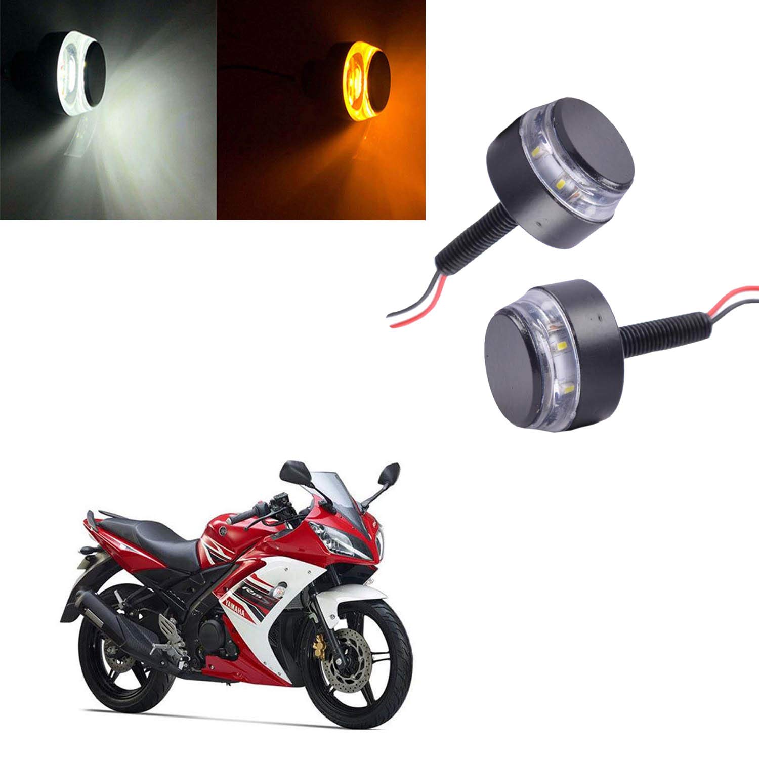 Vagary Bike Handle BAR Light and LED Light Indicator (White & Orange) Set of 2 for Yamaha YZF R15S-image-45