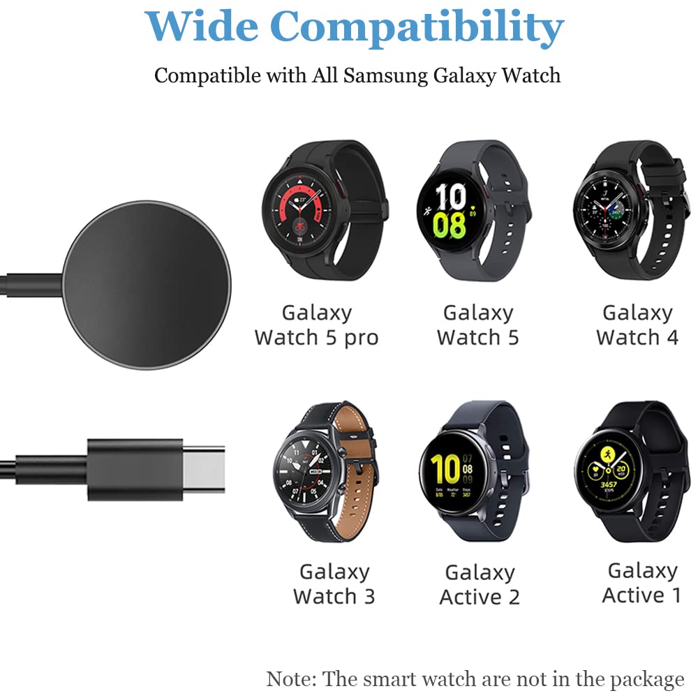 Ładowarka kompatybilna z Galaxy Watch 6 / Watch 5 Pro, kabel do ładowania typu C z obudową ze stopu aluminium do zegarka Samsung Galaxy Watch 5/4/3, 1 m