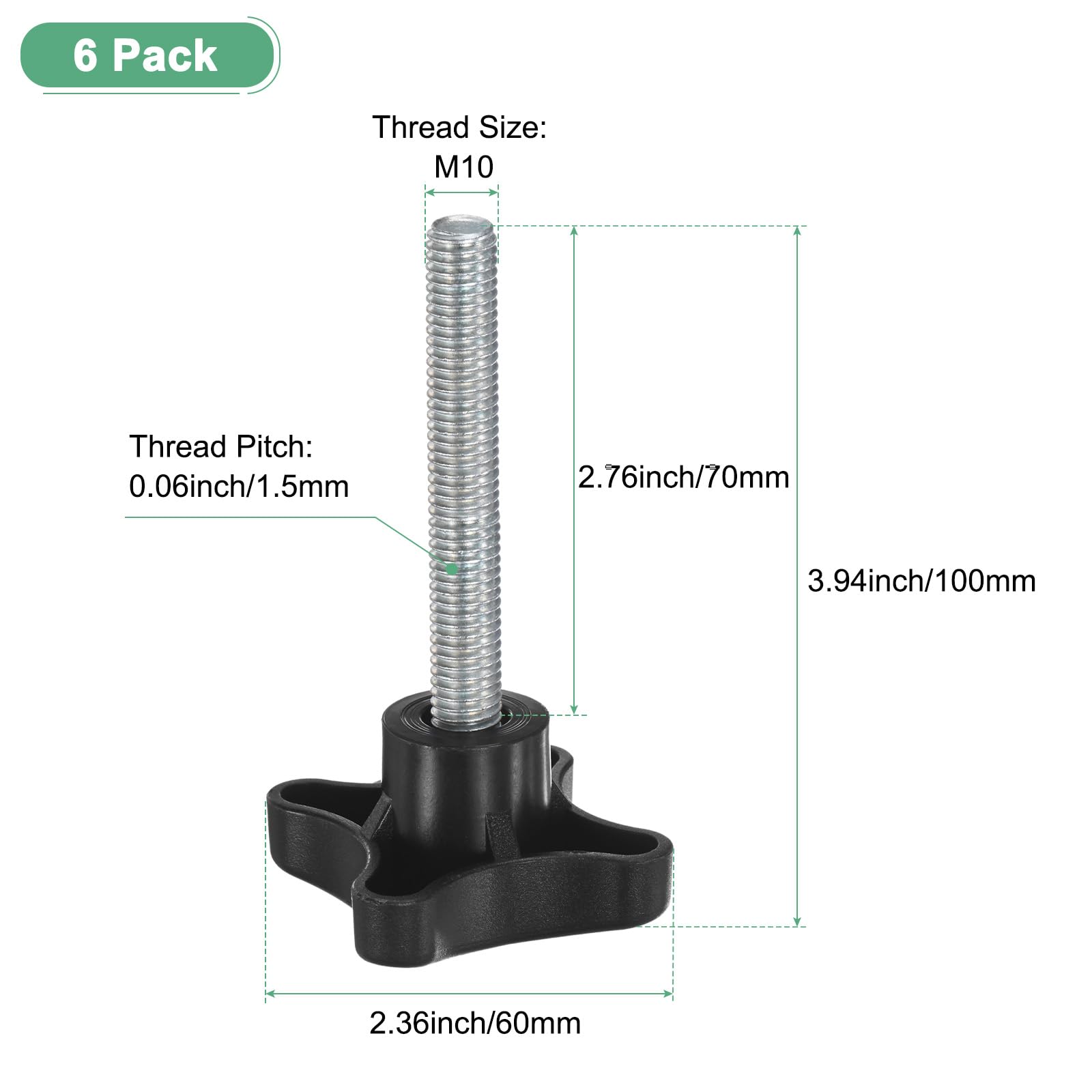 M METERXITY 6-Pack Star Clamping Knobs - Image 3