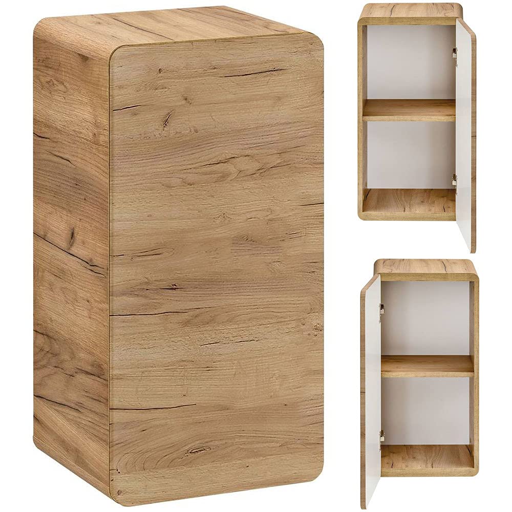 Lomadox Armadietto da bagno sospeso, Wotaneiche Nb, 1 anta, larghezza x altezza x profondità: 35 x 75 x 32 cm
