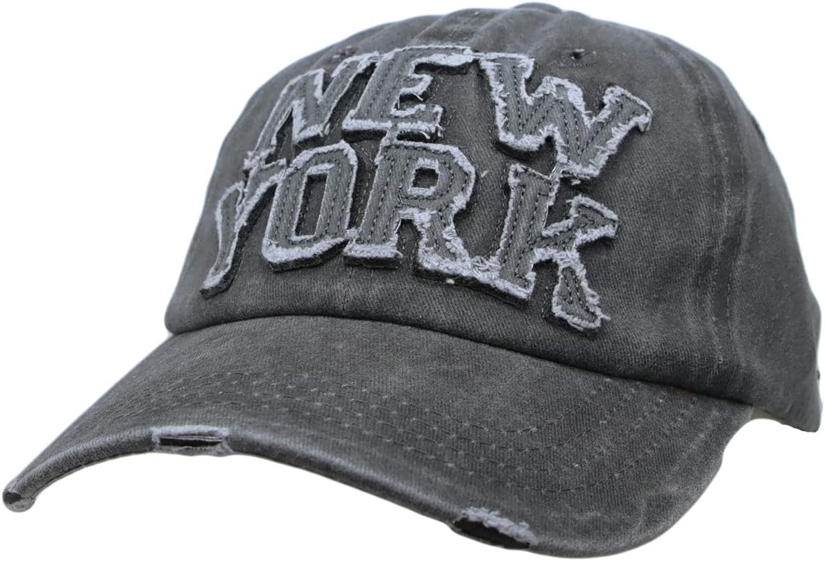 WITHMOONS Baseball Cap Washed Distressed Trucker Hat New York DW1516