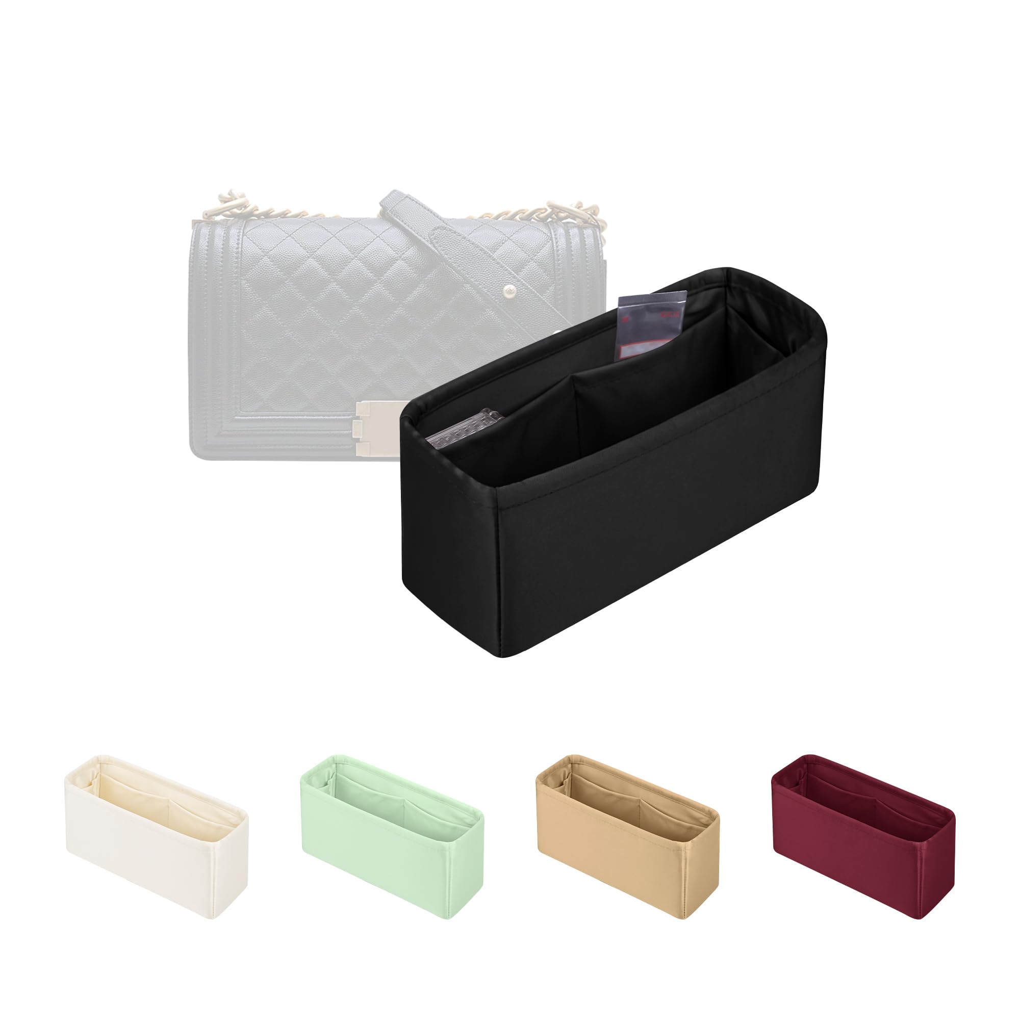 Satin Purse Organizer, Lightweight and Soft Touch Bag Shaper with Pockets for Storage, Ideal for Travel, Shopping, and Daily Use, Fits Small Boy