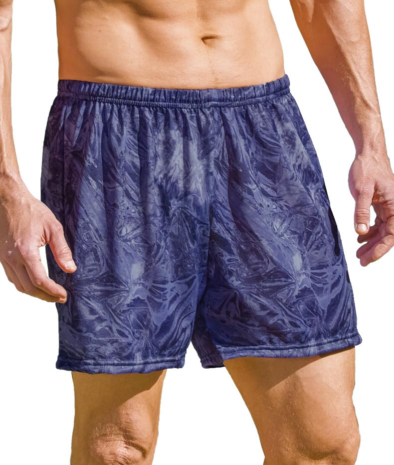 Men's Tan Through Swim Trunks, Blue Moon, Size Medium