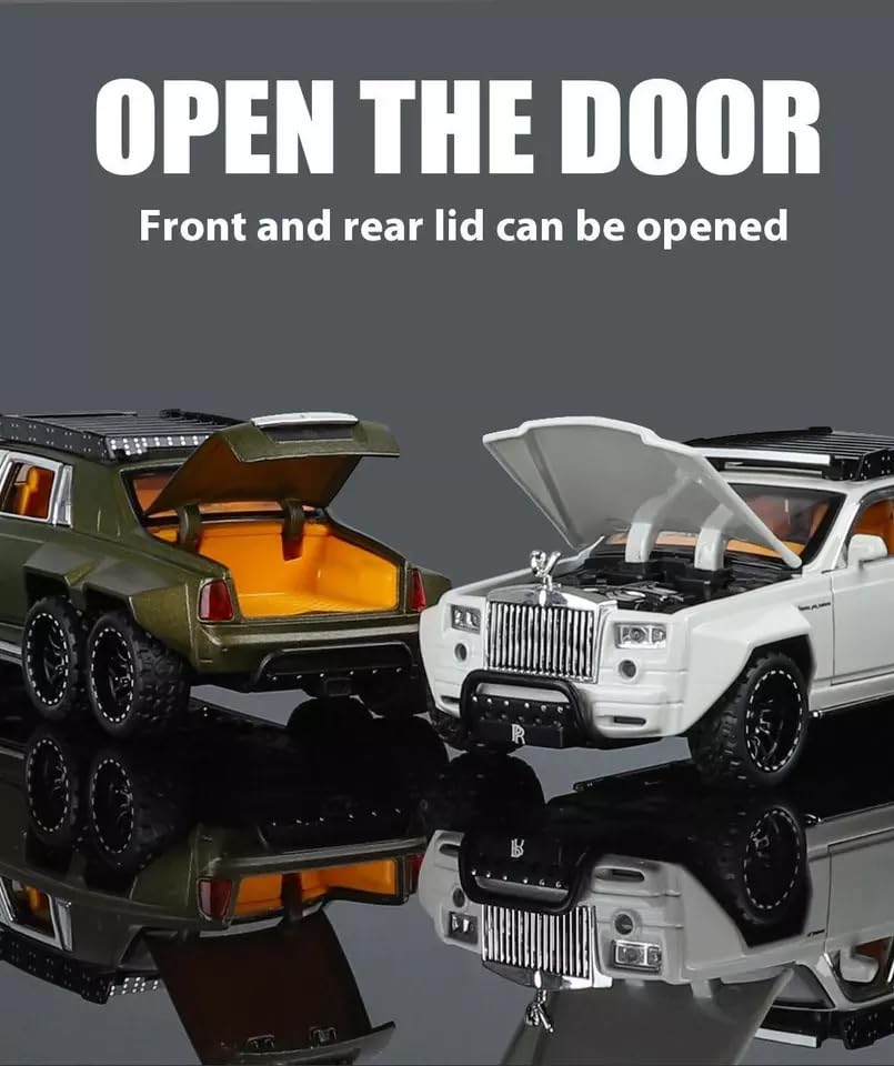 Image of 1:32 Rolls-Royce Phantom 6x6 Alloy Pickup Car Toy Metal Pull Back Diecast Car with Openable Door and Sound Light, Gifts Toys for Kids【 Miletory Green 】