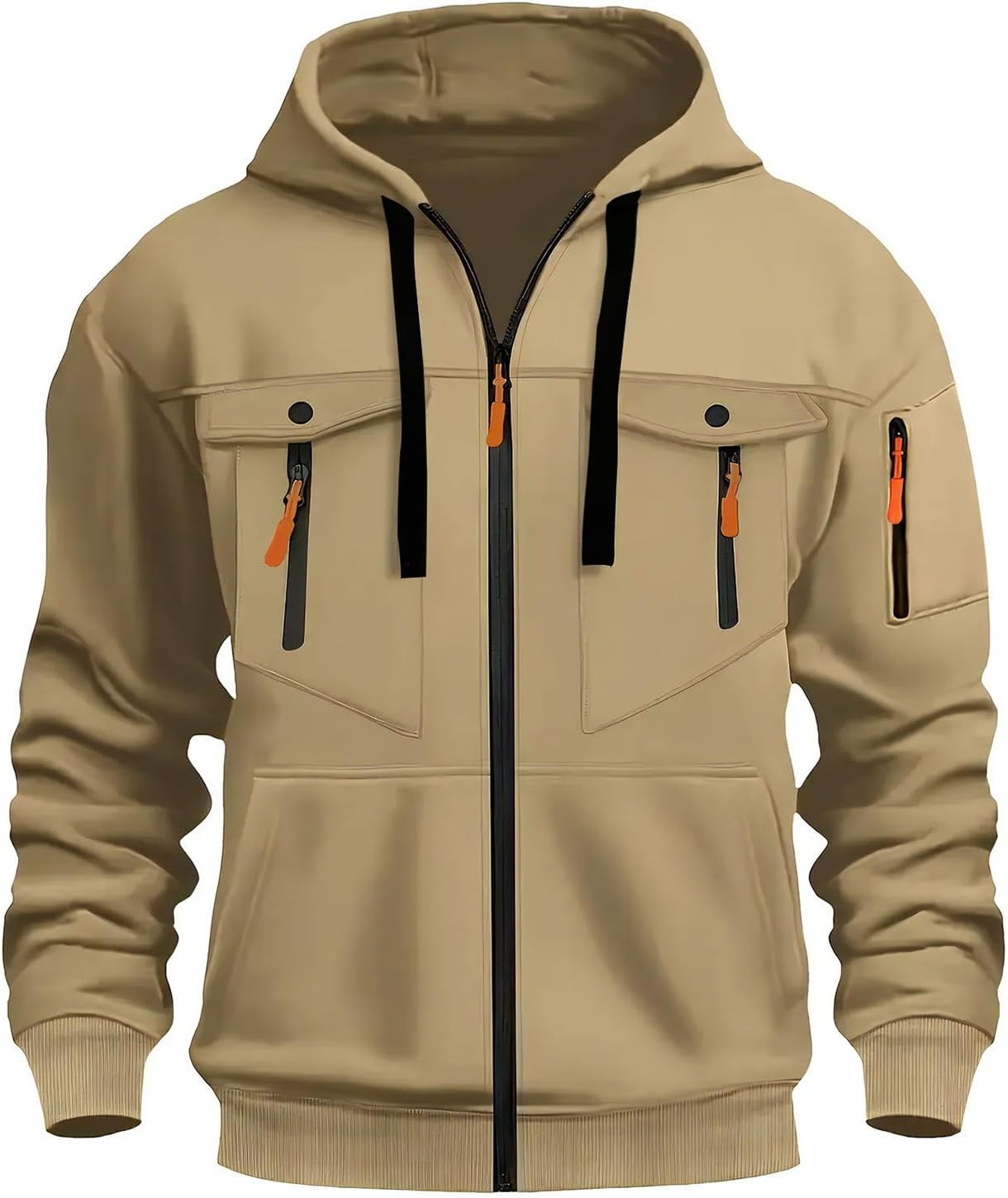 Fleece gevoerd vest met volledige rits voor heren, winter, warm, sweatshirt met capuchon voor casual comfort, volledige ritssluiting, sweatshirt met lange mouwen, marineblauw, M Fleece gevoerd vest met volledige rits voor heren, winter, warm, sweatshirt met capuchon voor casual comfort, volledige ritssluiting, sweatshirt met lange mouwen, marineblauw, M