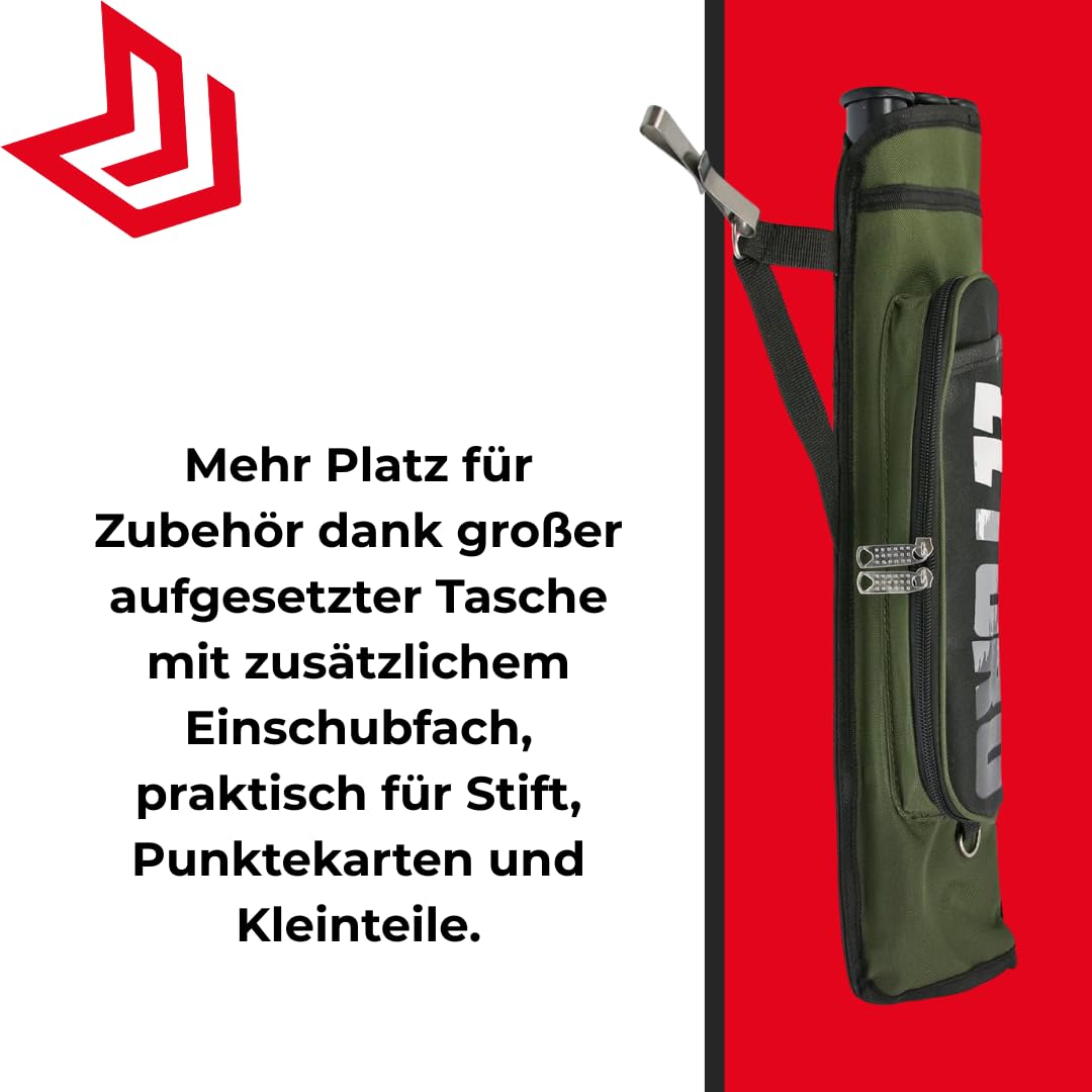 elToro Midi2 Seitenköcher Rechtshand für Bogenschießen, schlank und leicht | Pfeilköcher mit 3 herausnehmbaren Pfeilröhren, große Tasche für Zubehör, Gürtelclip, 48 cm
