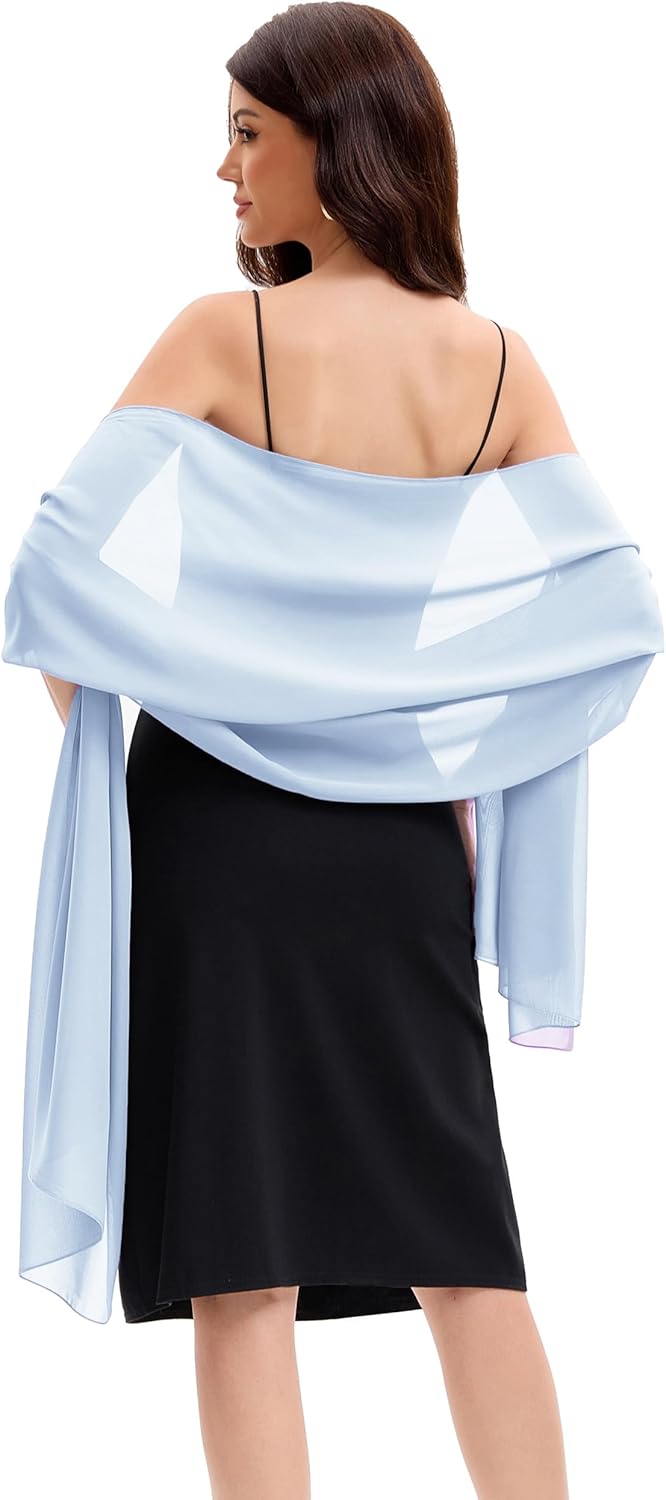 Baoqiya Women's Shawls and Wraps for Evening Dress Chiffon Shawl Soft Elegant Silky Pashmina Wedding Bridal Scarf - Image 2