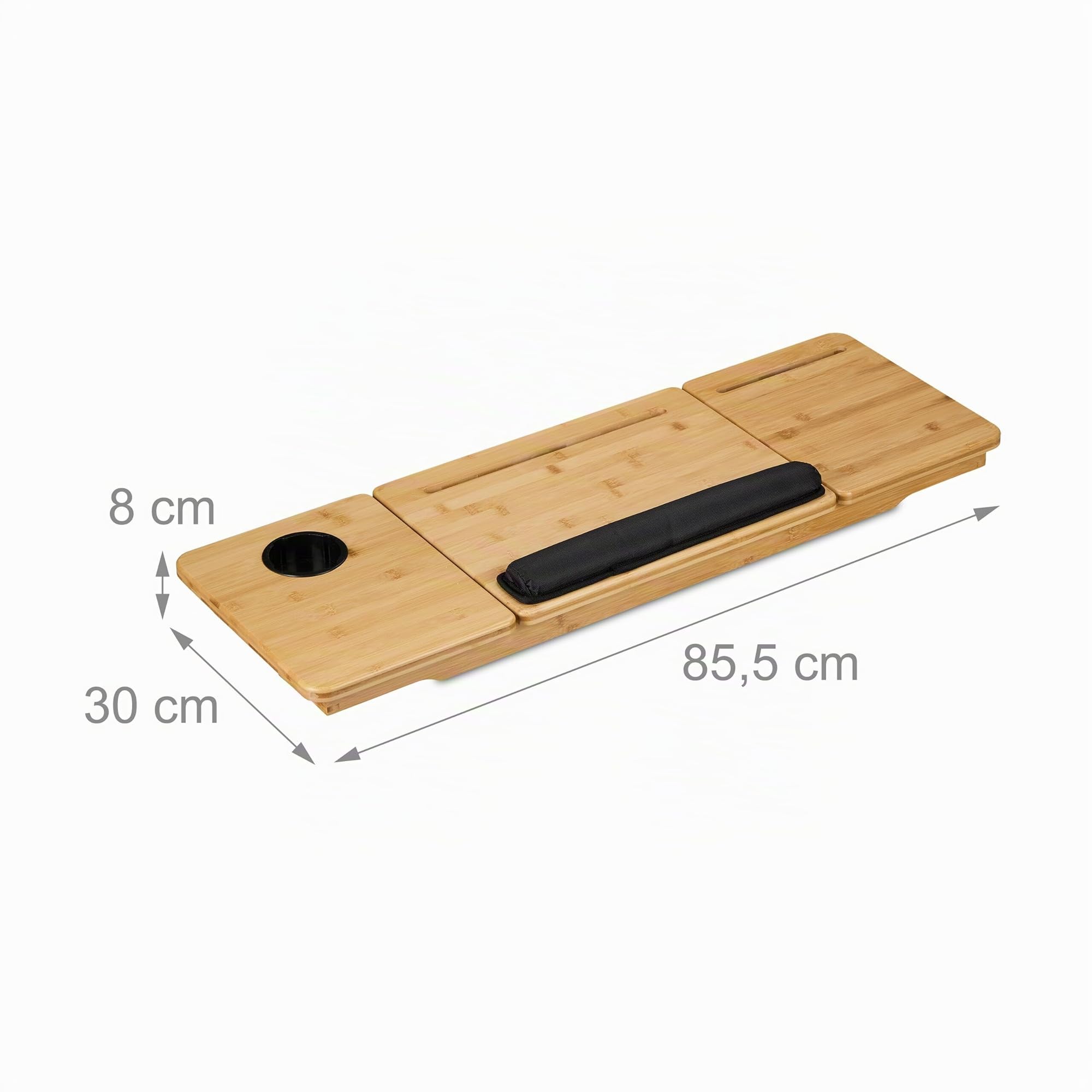 Relaxdays Support Ordinateur pour Tapis de Course, Sangles de sécurité, Repose-Ordinateur pour Boissons, Bambou, Naturel