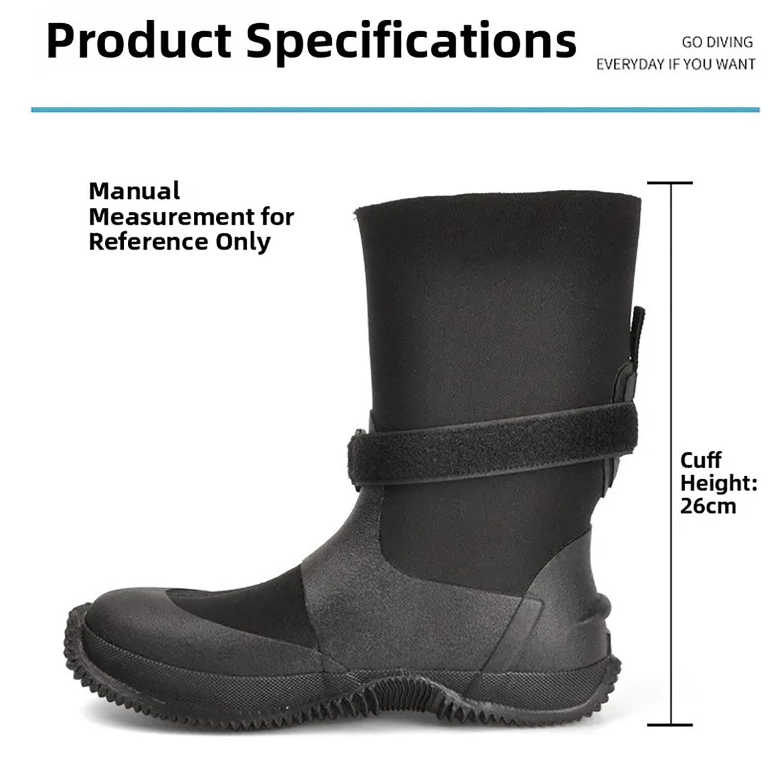 Botas de buceo de neopreno de 5 mm, botas impermeables de goma vulcanizada con suela antideslizante y protección de dedos para esnórquel, surf y buceo