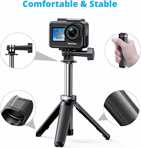Miniatura 3 de AKASO Mini trípode para selfie stick extensión ligera para grabar video vlog accesorios compatibles con cámara de acción AKASO EK7000Brave 4Brave 7