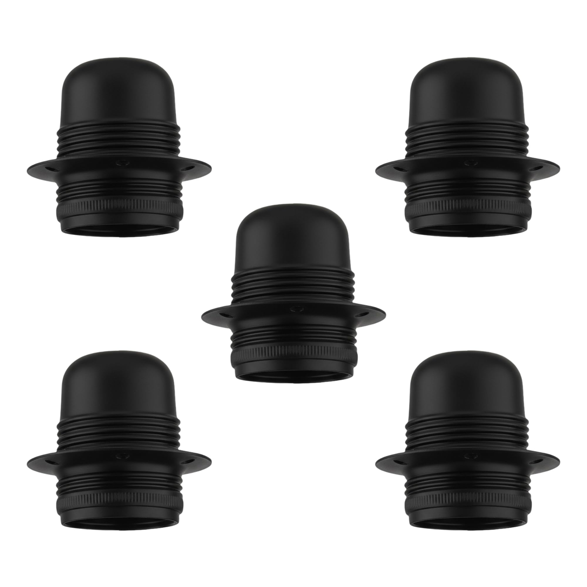 LEDSone E26 E27 Vintage Threaded Lamp Socket Industrial Edison Screw Holder for Pendant Lights Wall Lights Ideal for Modern Decor DIY Projects Compatible with Lampshades - 5pcs Black