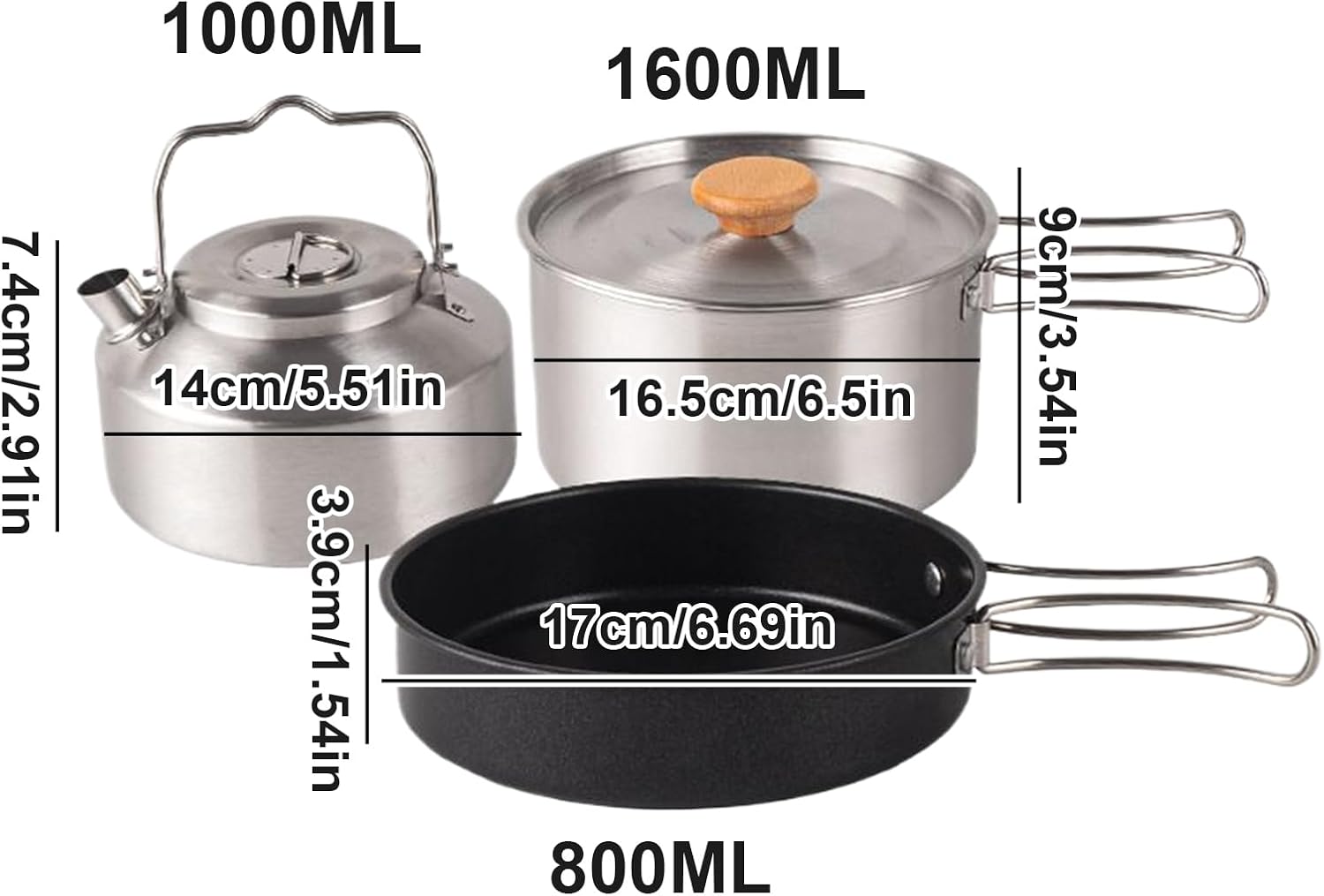 Camping Cooking Gear | Non-Stick Stainless Steel Pots with Storage Bag,Camp Cooking Set,for Kitchen Home Outdoor Picnic Travel Adventure Scout Beginner Fish Eggs Steaks