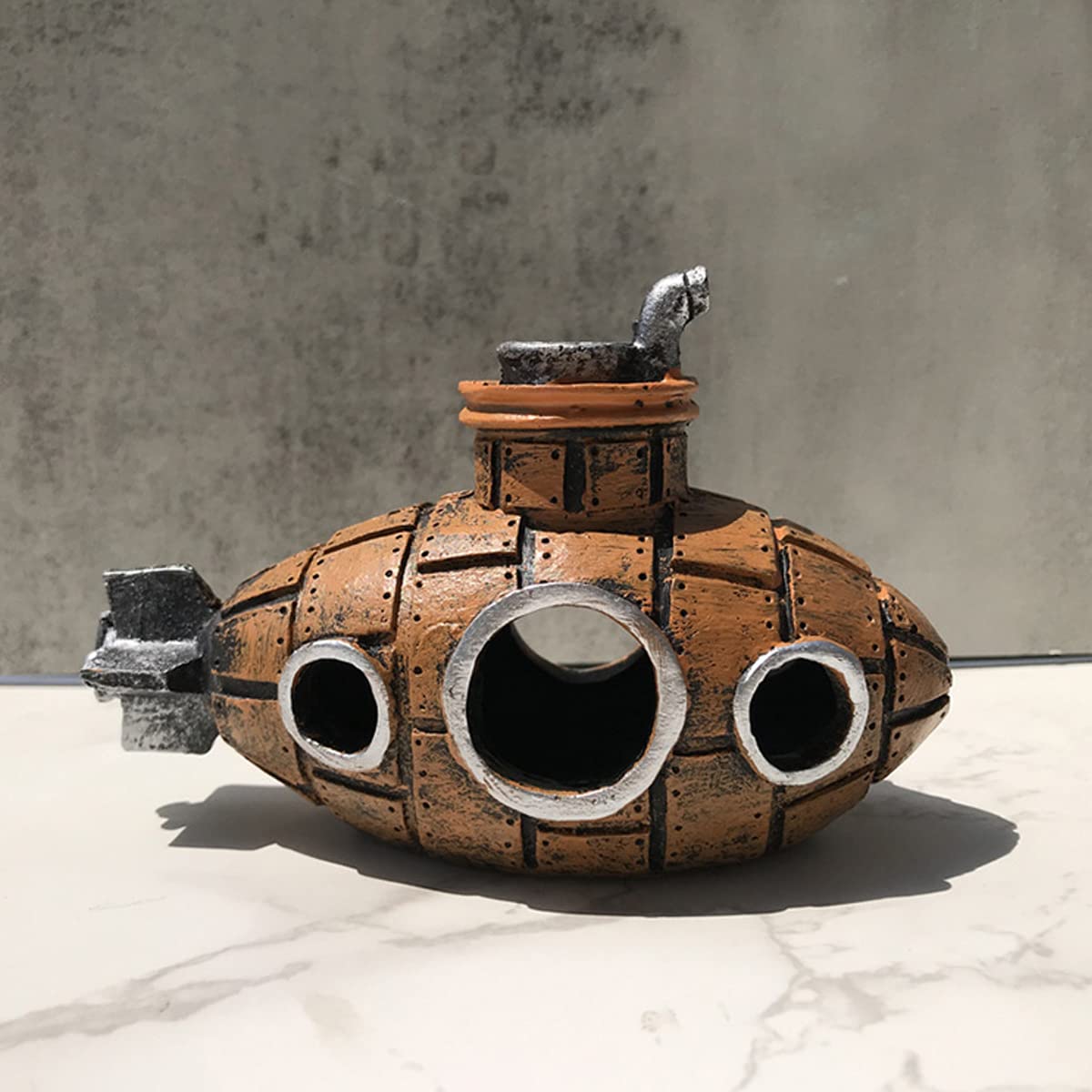 Decorazione per Acquario in Resina, Sottomarino Sommerso Nascondi Ornamenti per La Casa Decorazione per Acquario Giocattolo per Pesci per Gamberetti Betta Cichlid Goldfish,14x7x9cm
