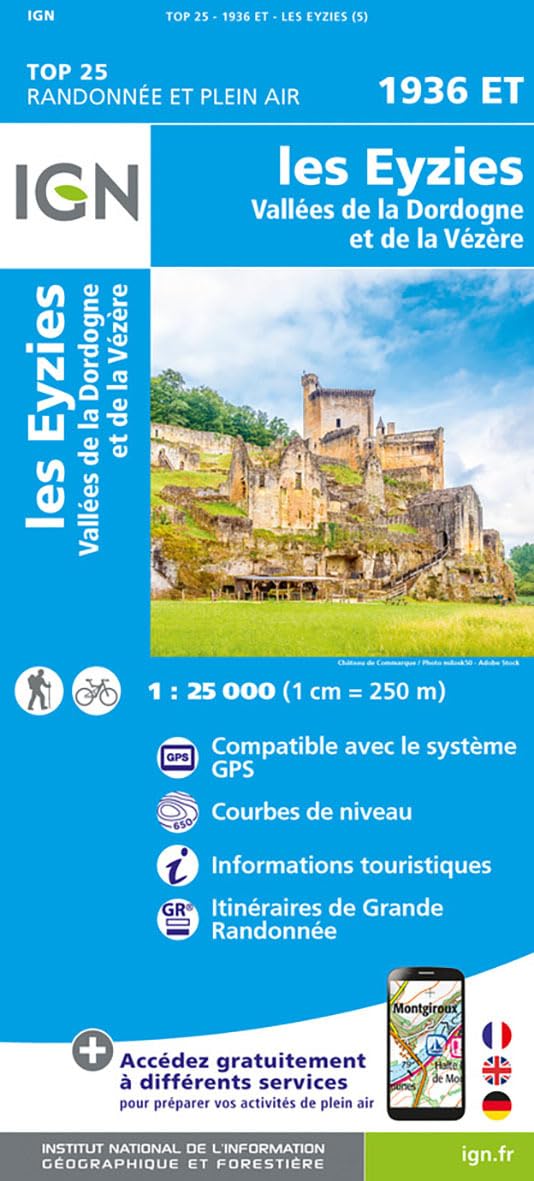 Les Eyzies-de-Tayac-Sireuil/Vallées Dordogne&Vézère (1936ET): 1:25000 (TOP 25)