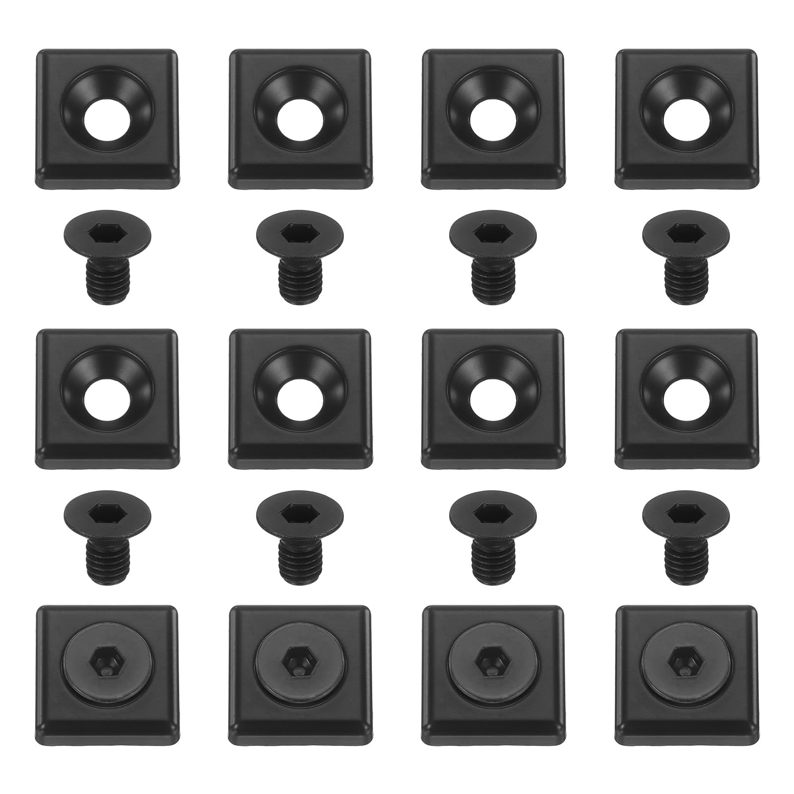 sourcing map 12Pcs Profile End Cap, Zinc Alloy 2020 Series EU Standard T-Slot Aluminum Extrusion End Cap Bracket with Screws for Storage Rack, Black