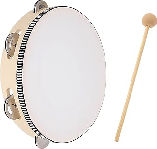 Trommel, Kindertrommel Und Tamburin Set, Holz Handtrommeln Mit Schlägeln, 18 Zoll 20 cm Naturfarben, Perfekt Für Kinder Und Musikliebhaber, für Party, Schule und Frühpädagogisches ﻿