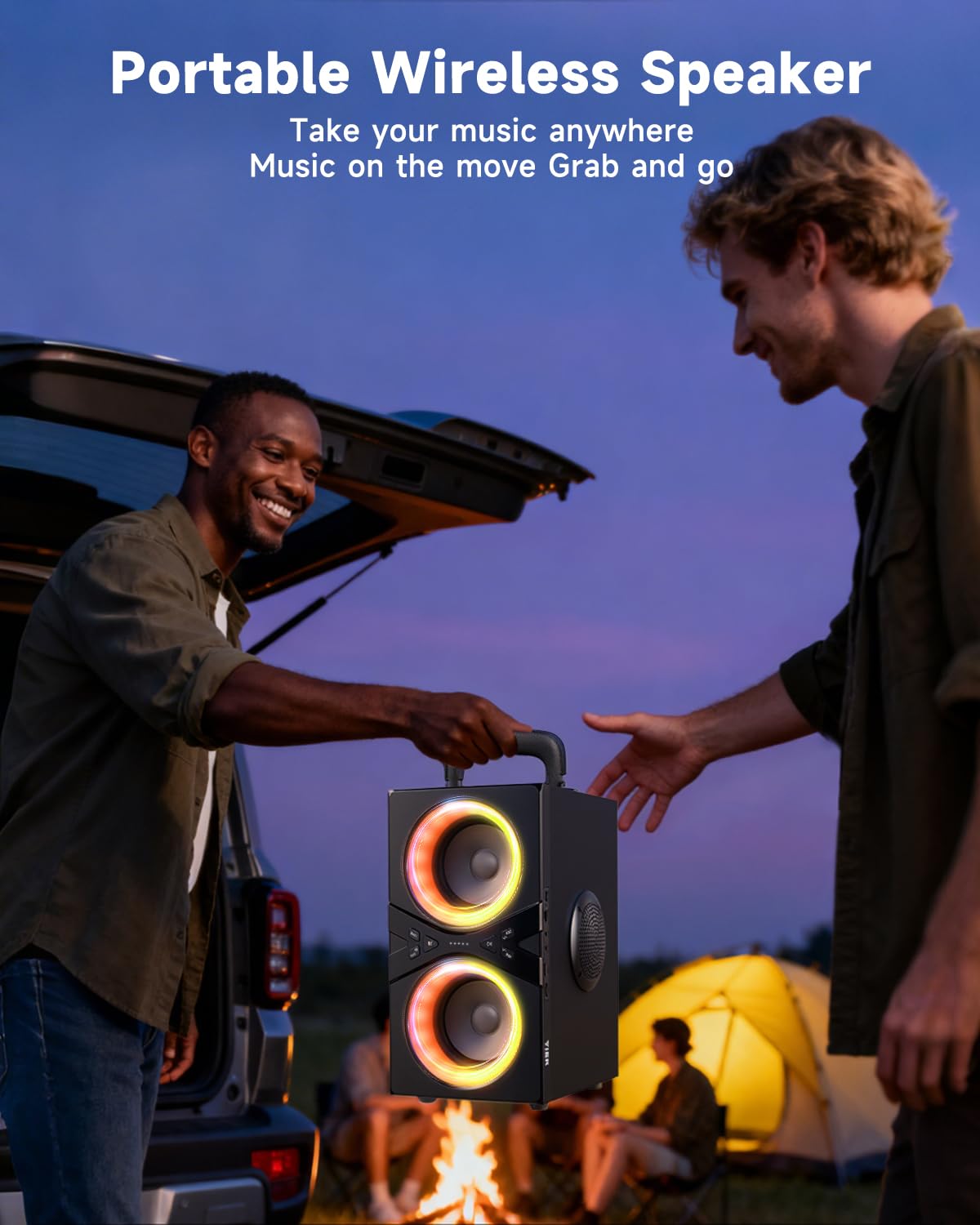 YIER Party Bluetooth Speaker:80W Peak Large Stereo Sound for Outdoor,Deep Bass,TWS,Loud with Lights,Portabe Wireless Big Speakers with Long Playtime,House,Projector,Movie — view 6