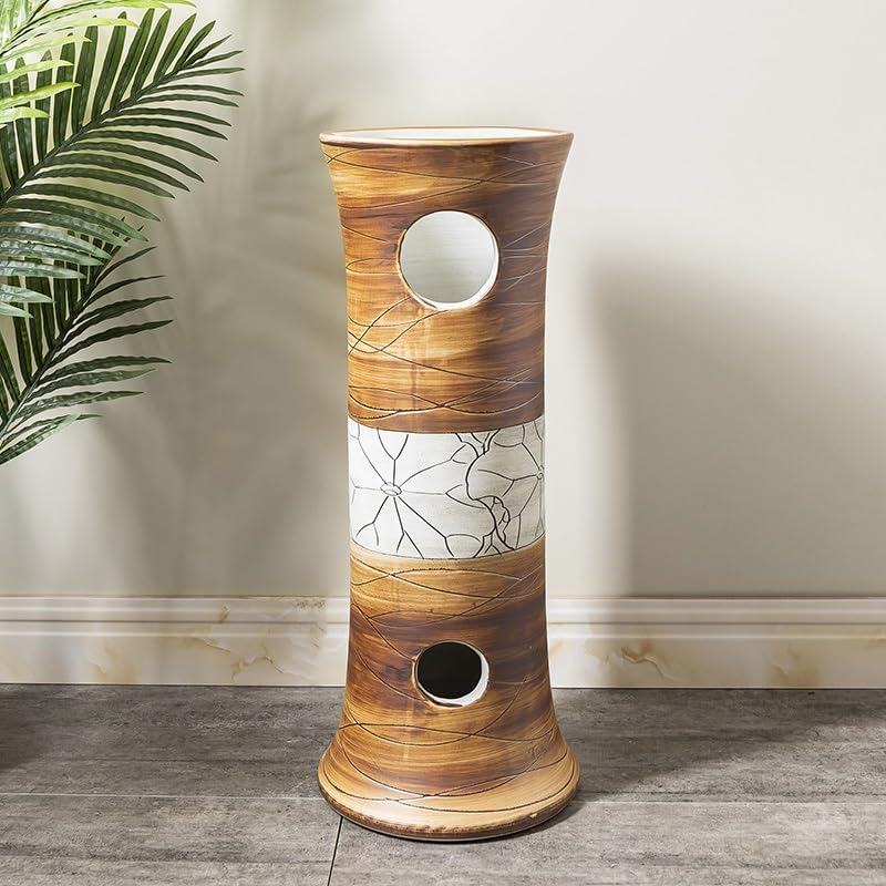 Pedestal Sinks Ceramic Column Washbasin Floor-Standing Sink Basin Home Balcony Bathroom (A)