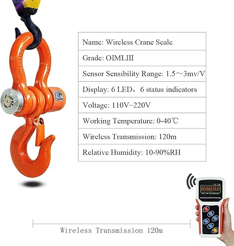 Miniatura 3 de Báscula de grúa inalámbrica 5T, báscula colgante digital resistente, 11000 libras  11,023.1 lbs con control remoto