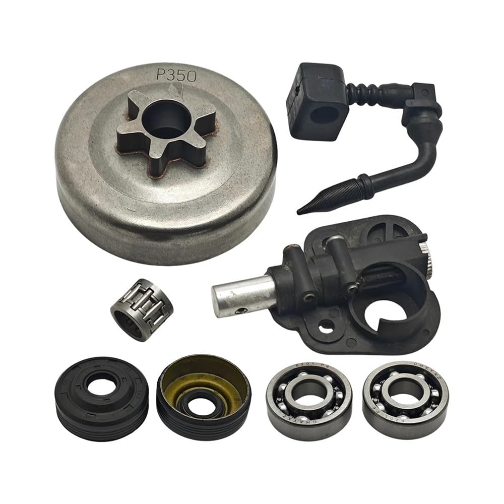 Adecuado for motosierra Partn-r 350, 351, 352, 370, 371 y 390. Kit de cojinete de agujas de tambor de embrague de 3/8" y 6 dientes, 530047061 y 503932301.