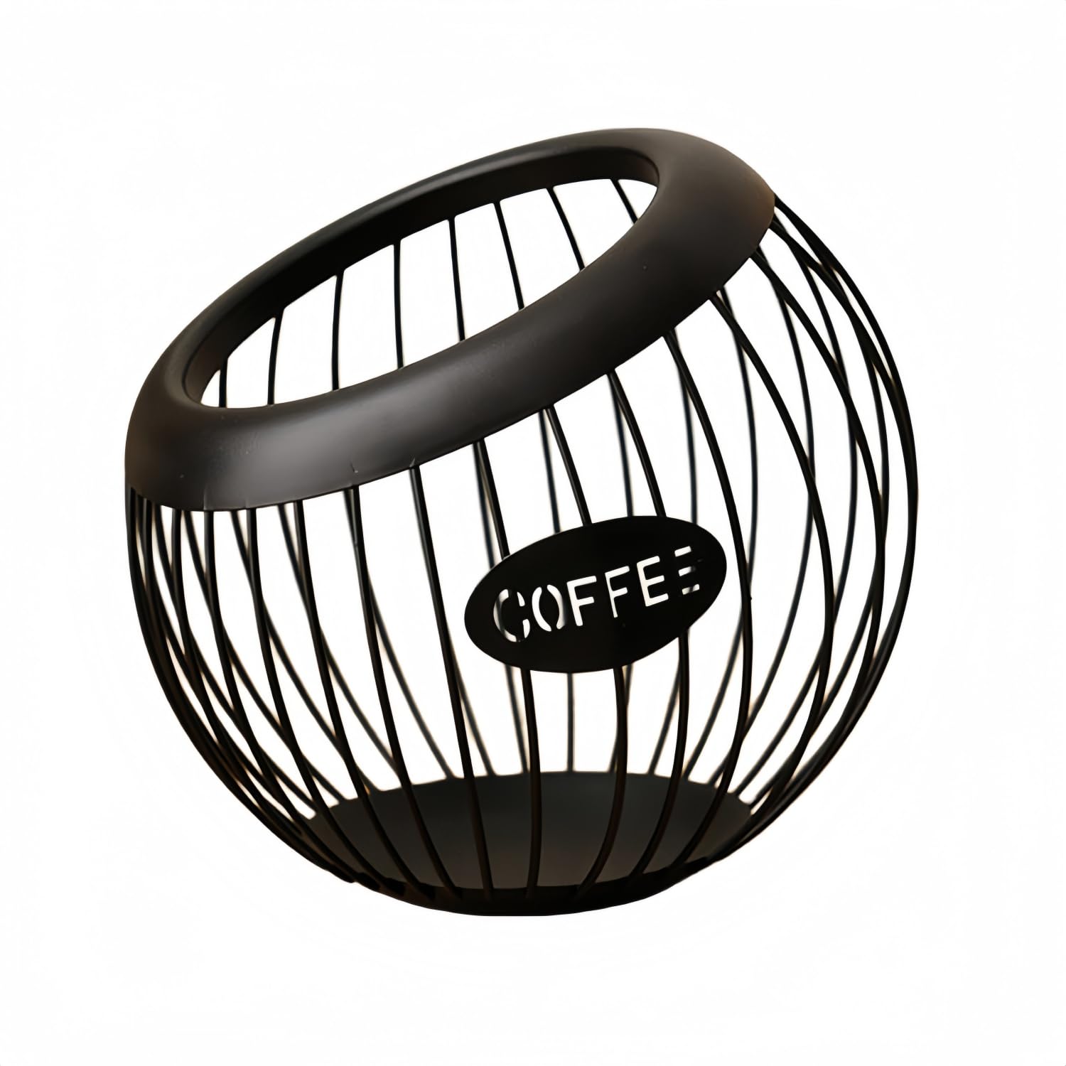Metal Wire Coffee Pod Holder, Coffee Capsule Basket K Cups Holder Storage Basket Espresso Capsule Organizer Coffee Filter Dispenser for Kitchen Counter and Office Desktop - Black, Without Base