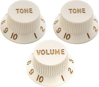 Musiclily Ultra Universal Fitting Size Strat Knobs 2 Tone 1 Volume Set for Fender Stratocaster ST Style Electric Guitar, Aged White