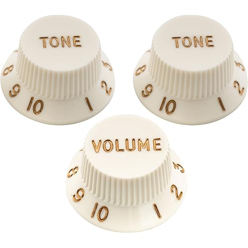 Musiclily Ultra Universal Fitting Size Strat Knobs 2 Tone 1 Volume Set for Fender Stratocaster ST Style Electric Guitar, Parchment
