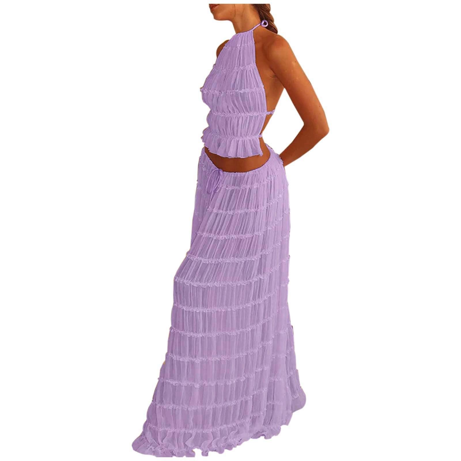 Vestido de verano 2026 elegante de gasa plisada con cuello y cuentas de madera para mujer, vestido de invitada de boda, vestido de fiesta