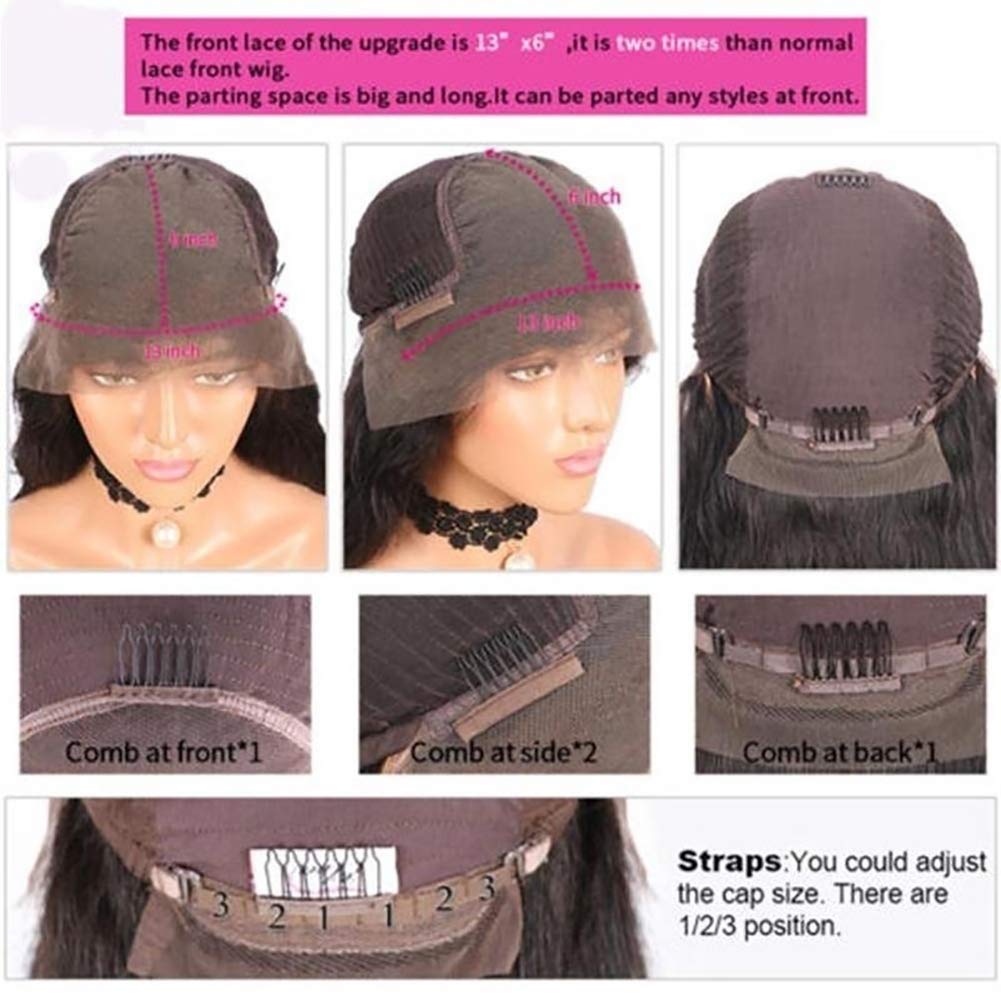 Pelucas delanteras del cordón rizado Pelucas del cabello humano Pelucas delanteras del cordón Pelucas del cordón para las mujeres con el pelo del bebé Natural Negro 20 pulgadas