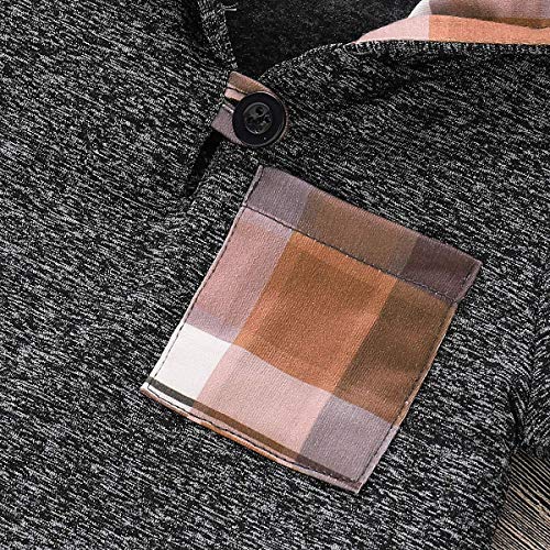 Toddler Infant Baby Boys Clothes Plaid Long Sleeve Hoodie Sweatshirt Pants Fall Winter 5Pcs Outfits Set(Khaki Plaid, 18-24 Months) - Thumbnail 5