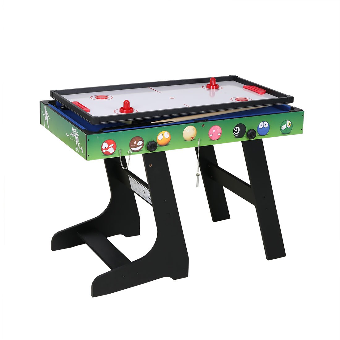 hj Table Multi Jeux 4 en 1 Pliante-Billard/Babyfoot/Hockey/Tennis de Table (gn02)