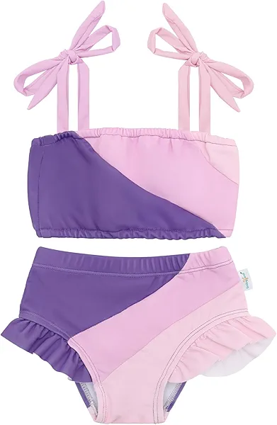 babygoal Toddler Girl 2-Piece Swimsuit Color Block Swimwear Summer Beach Bathing Suit 12M-5T