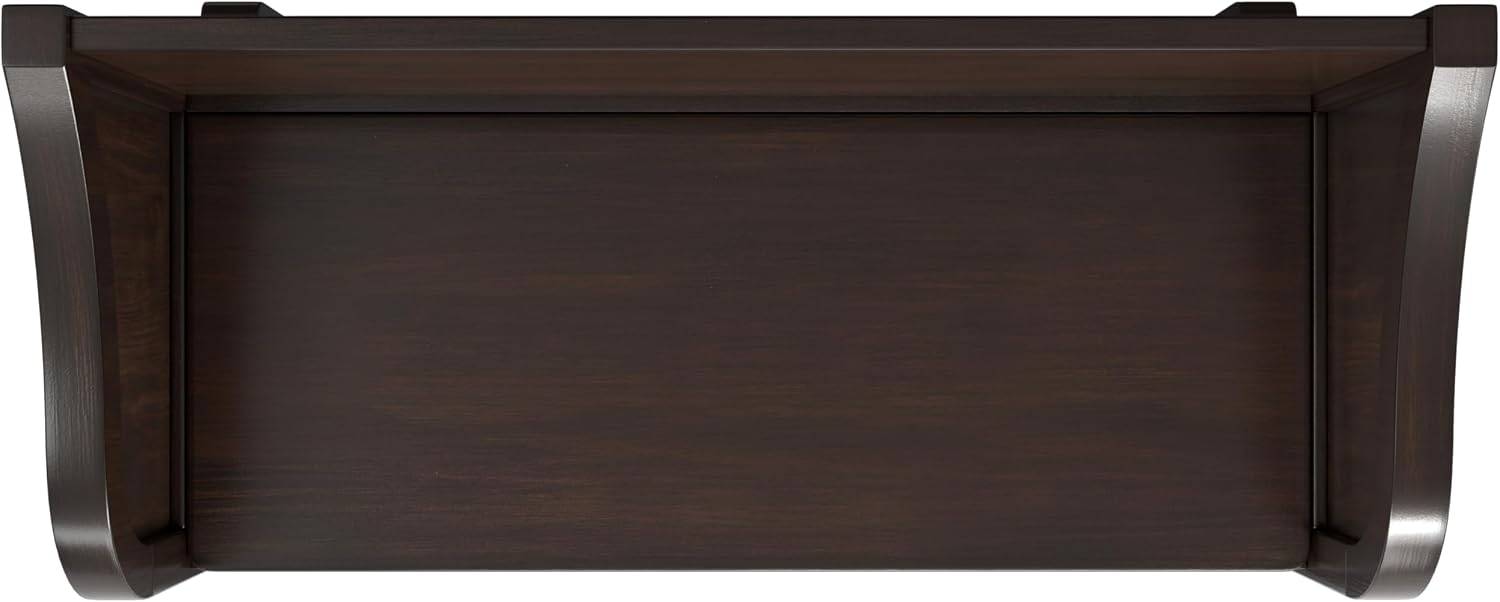 SIMPLIHOME Connaught SOLID WOOD 42 inch Wide Traditional Entryway Storage Bench with Shelf in Chestnut Brown for the Living Room, Entryway and Family Room