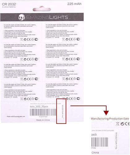Miniatura 5 de EmazingLights Pilas CR2032 de litio de 3 voltios, batería de botón de 3 V (paquete de 20)