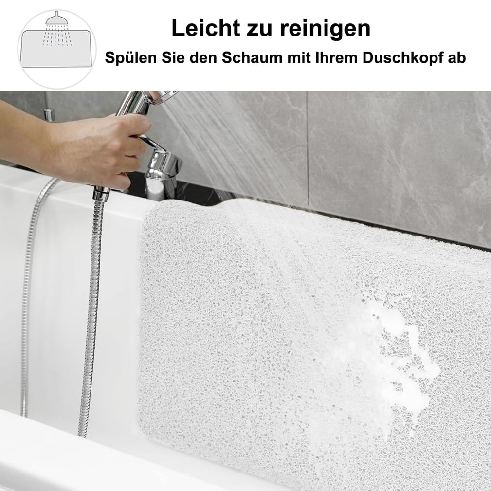 Alfombrilla Ducha Antideslizante 60X90 cm Alfombras Baño Antideslizante PVC Loofah Suave y cómodo Alfombra Antideslizante Ducha con Agujeros de Drenaje Secado rápido