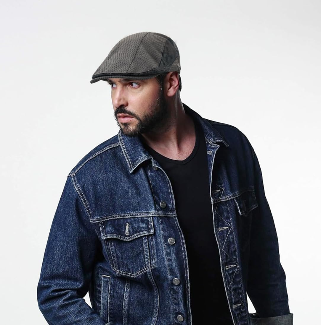 Mesh Cap Breathable Summer Newsboy Hat Adjustable Beret Ivy Cap Irish Cabbie Driving Fishing Hats - Image 2