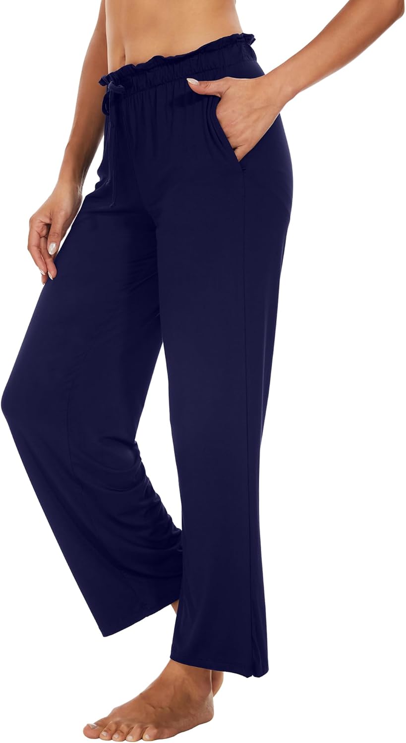 WiWi Pajama Pants for Women Viscose from Bamboo Super Soft Wide Leg Cooling Sweatpants Drawstring Bottoms Sleep Pj Pant S-XXL - Image 3
