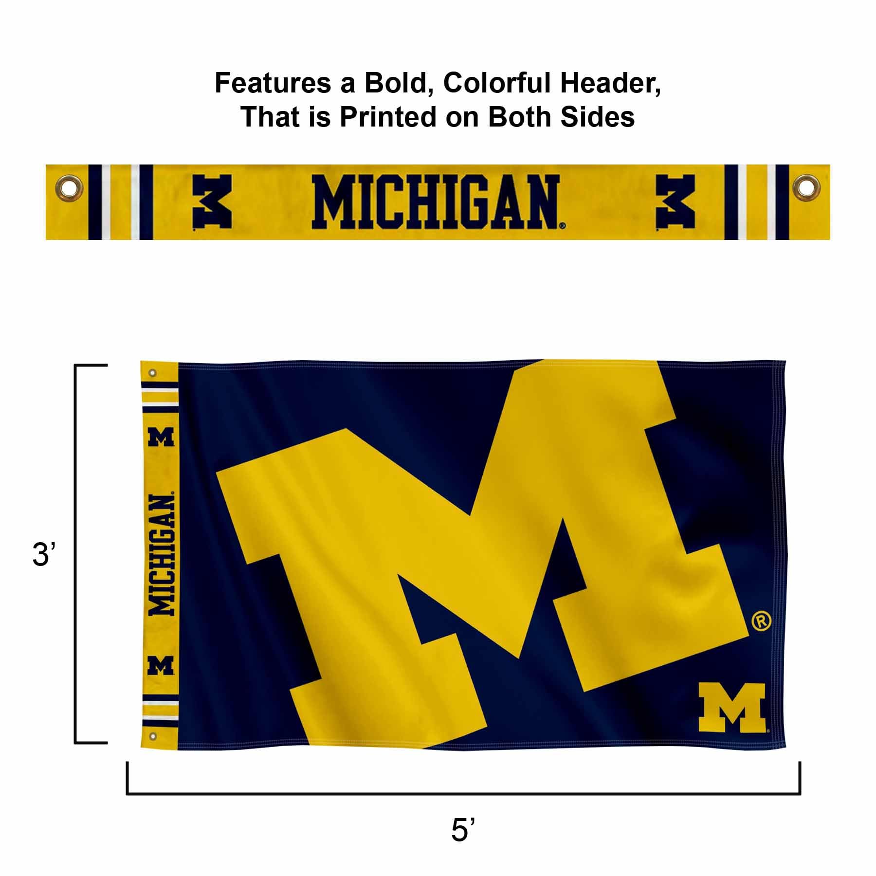 College Flags And Banners Co. Michigan Wolverines Garden Flag - 13x18 Inch, Double Sided - View #10