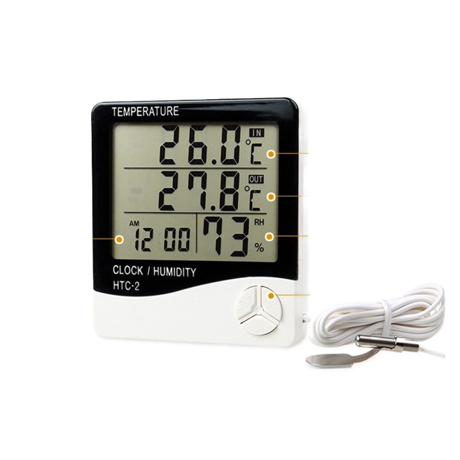 Termoigrometro LCD a Cristallo Digitale Termoigrometro Interno ed Esterno Termometro elettronico Igrometro Stazione meteorologica Orologio