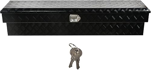 Caja de herramientas de aluminio negro de 60 x 8 x 14 pulgadas para camioneta, caja de herramientas para camioneta, remolque, caja de herramientas,