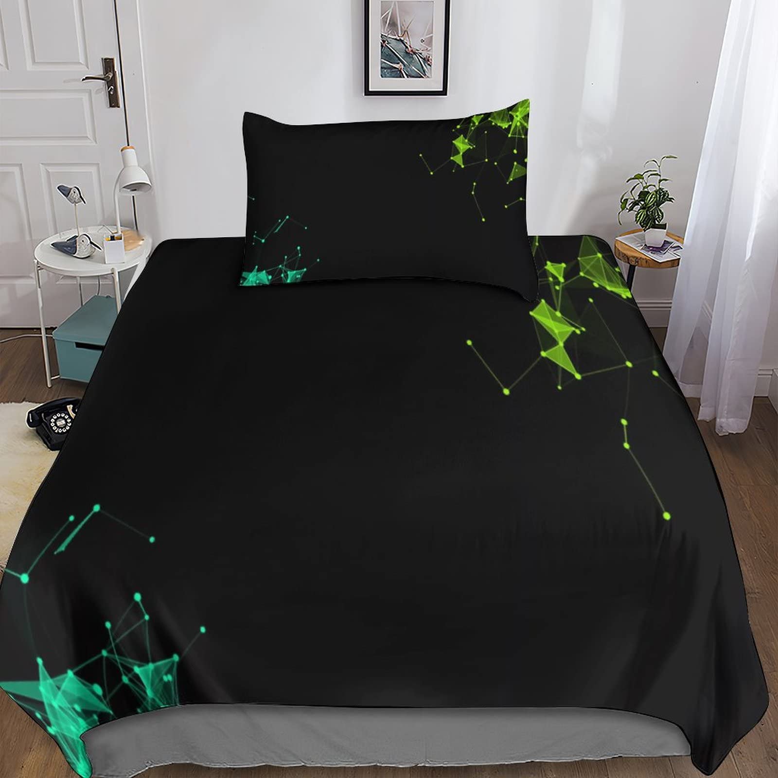 Housse de couette géométrique 3D légère anti-plis pour lit single