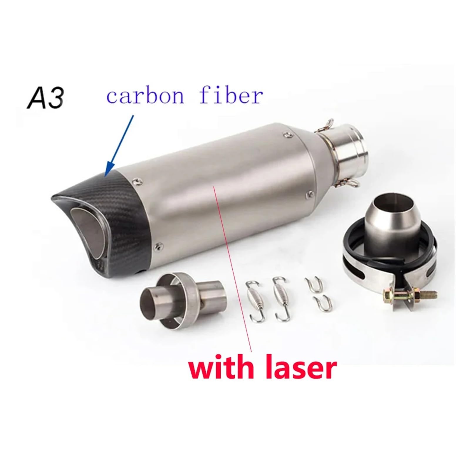 Embellecedor escape para coche Para Escape universal de motocicleta para tubo para escape fibra carbono para silenciador(Type A1)