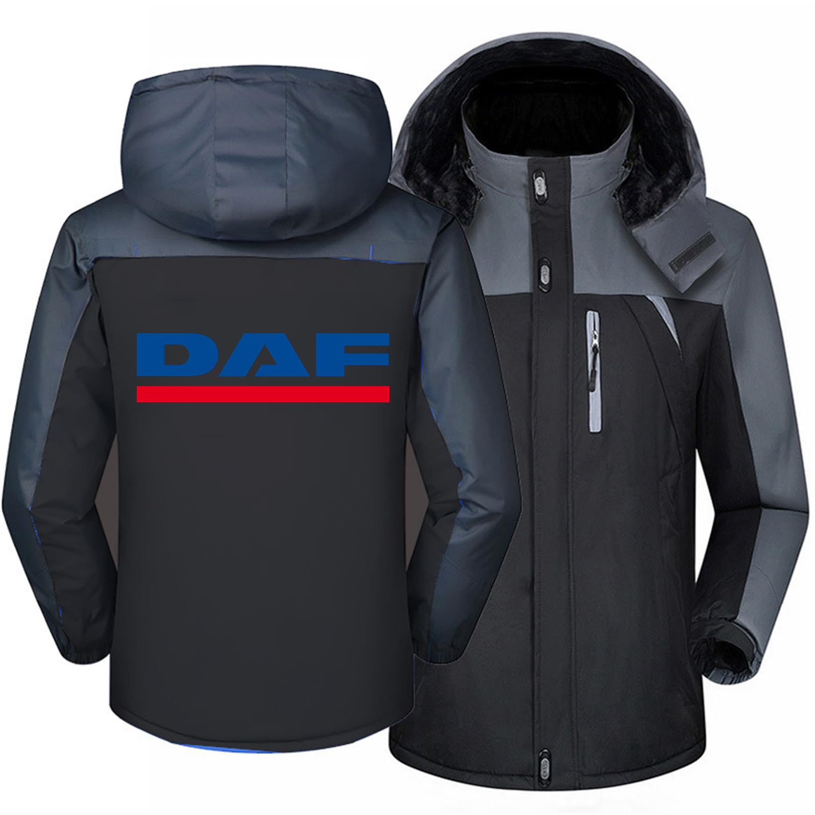 Myyly Men's B Waterproof Softshell Jacket For Daf Fleece Lined Hooded Windbreaker Thermal Warm Coats Skiing Mountain Hiking Camping Hoodie Outerwear,-M